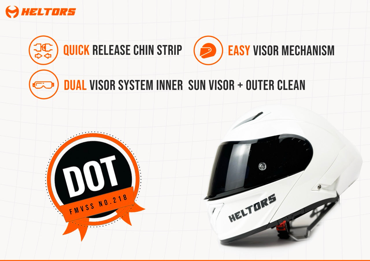 White motorcycle Helmets - Heltors