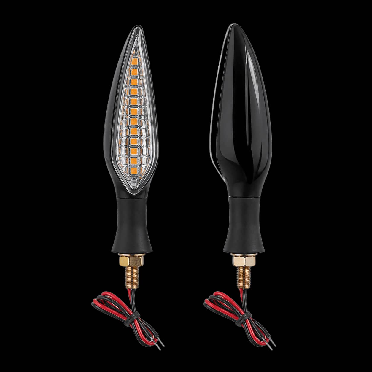 إشارات LED جانبية أسود وشفاف للموتوسيكل