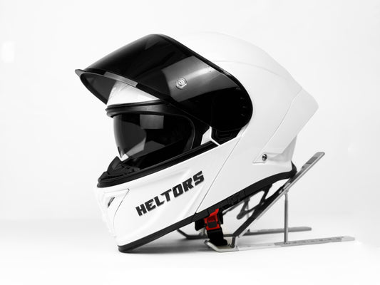 White motorcycle Helmets - Heltors